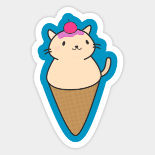 Cute Ice Cream Cat T-Shirt Sticker